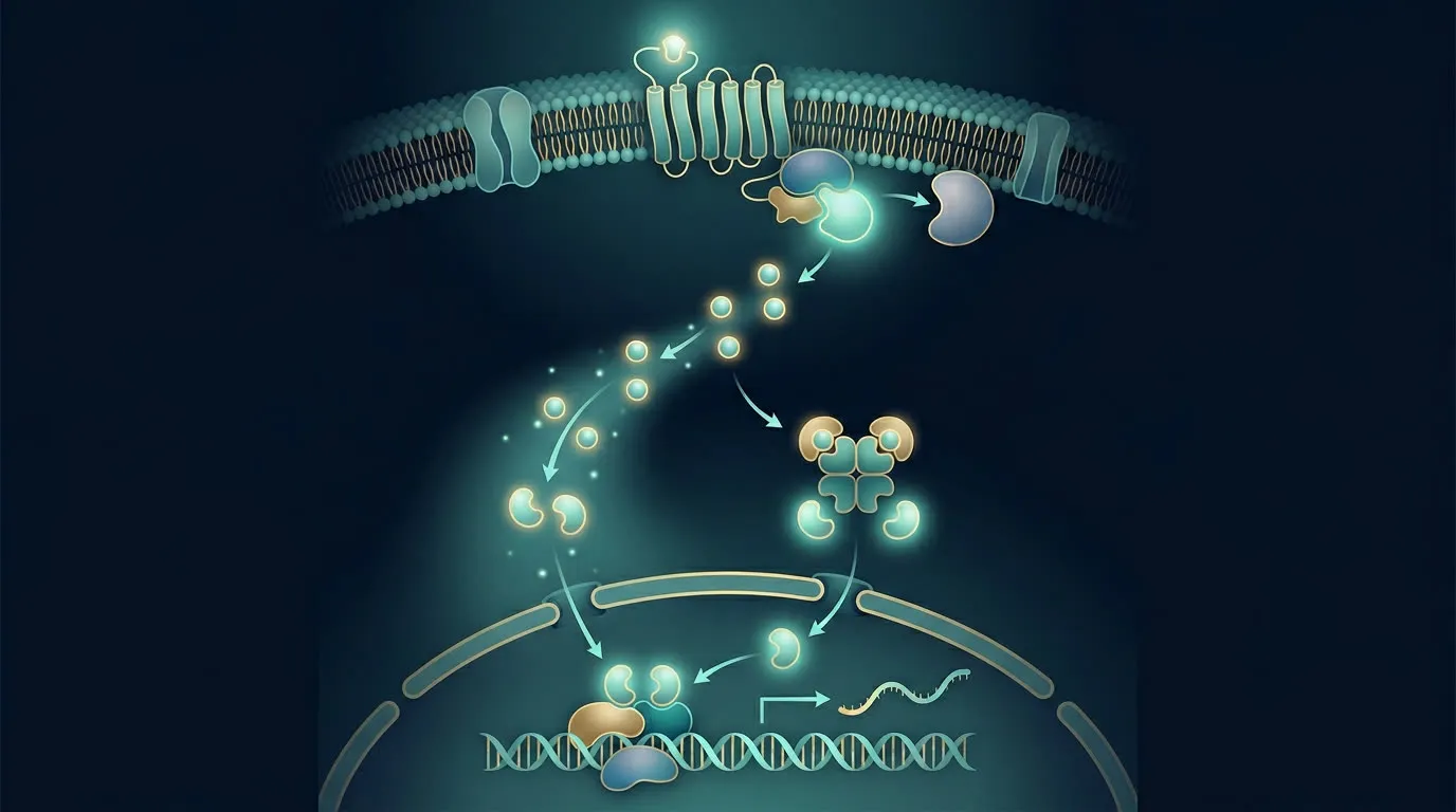 Signal passing from receptor into a cell